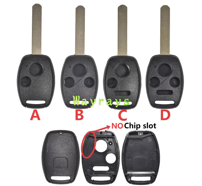 [no chip slot place] For Honda key shell with square logo place