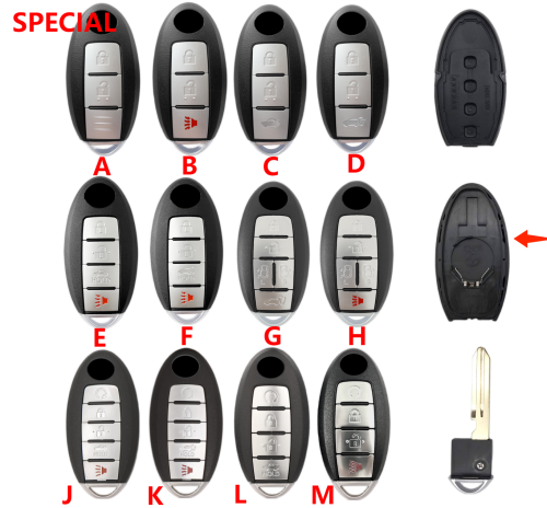 [the battery place on the Middle part]  For Nissan key shell, with OEM logo place without light