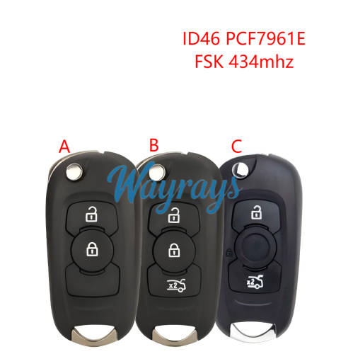 For Opel ID46 chip PCF7961E with ASK 434mhz 2/3 button remote key