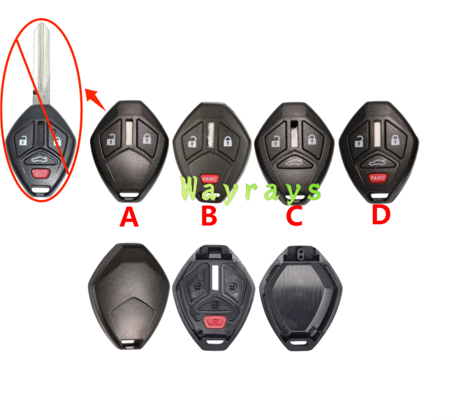 [Without blade] For Mitsubishi key shell part without logo