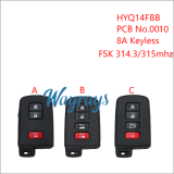 For Toyota HYQ14FBB 0010 PCB 8A chip with FSK 314.3/315mhz keyless 2+1/3+1 button remote key