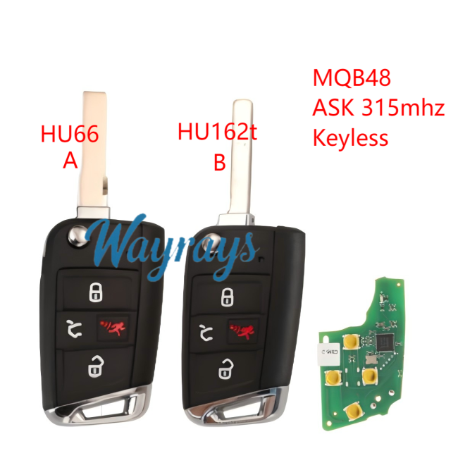 For VW MQB48 chip with ASK 315mhz keyless 3+1 button remote key