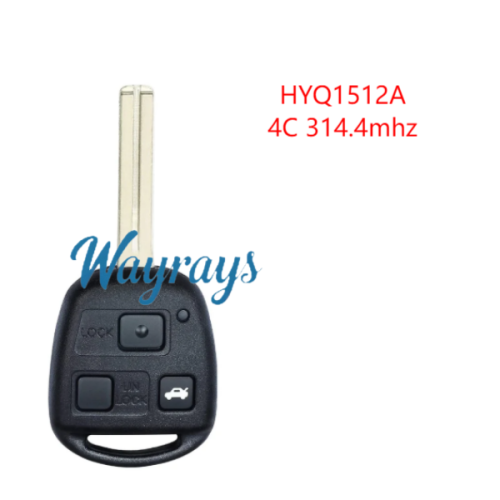 For Toyota HYQ1512V 4C chip with 312mhz 3 button remote key，Toy48 blade
