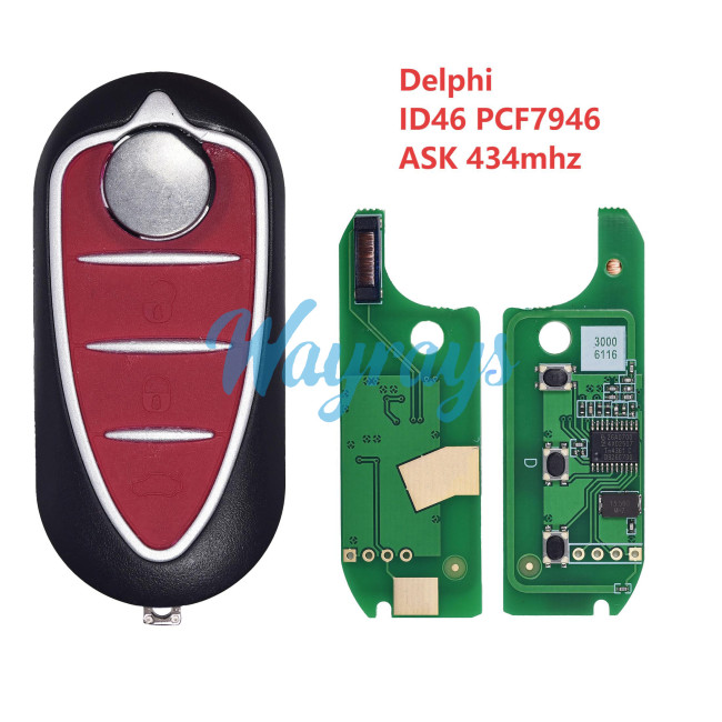 For Alfa Delphi BSI System ID46 chip PCF7946A with ASK 434mhz 3 button remote key