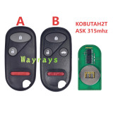 For Acura KOBUTAH2T ASK 315mhz 2+1/3+1 button remote key