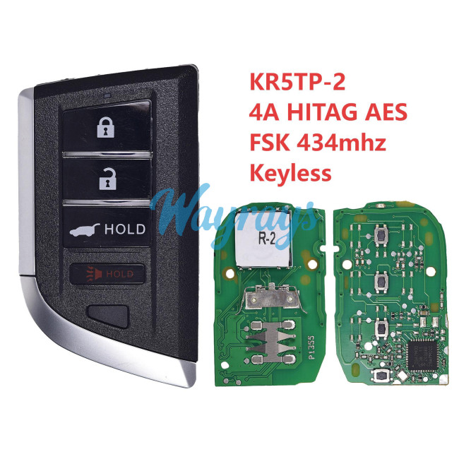 For Acura KR5TP-2 4A chip HITAG AES with FSK 434mhz keyless 3+1 SUV button remote key