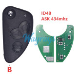 For Alfa ID48 chip with ASK 434mhz 2 and 3 button remote key