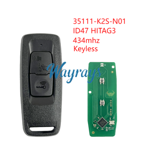 For Motorcycle Honda  ID47 chip HITAG3 with  434mhz keyless 2 button remote key