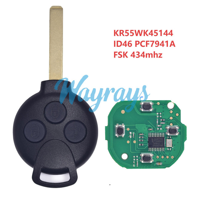 For Benz KR55WK45144 ID46 chip PCF7941A with FSK 434mhz 3 button remote key