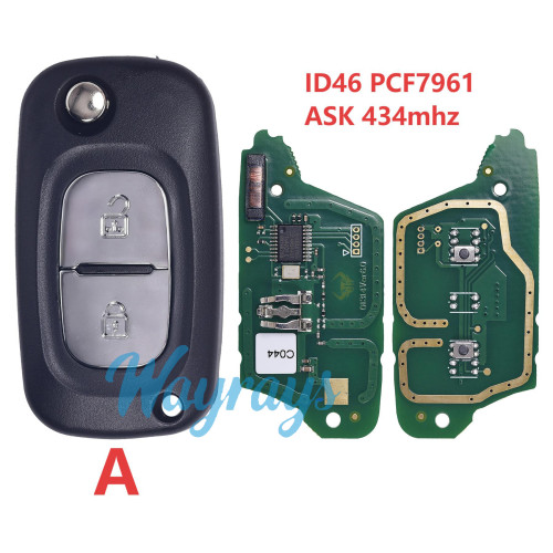 For Benz ID46 chip PCF7961 with ASK 434mhz 3/3+1 button modified remote key