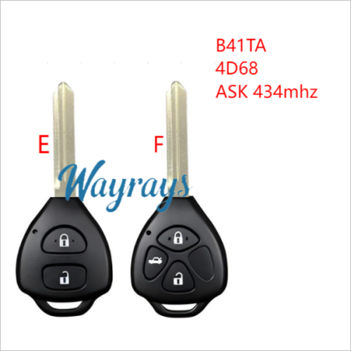 For Toyota B41TA 4D68 chip with ASK 434mhz remote key Toy47 Blade