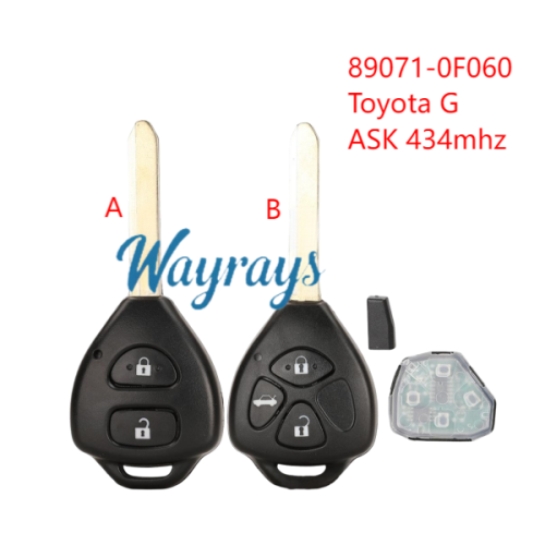 For Toyota 89071-0F060 Toyota G chip with ASK 434mhz 2/3 button remote key Toy47 blade