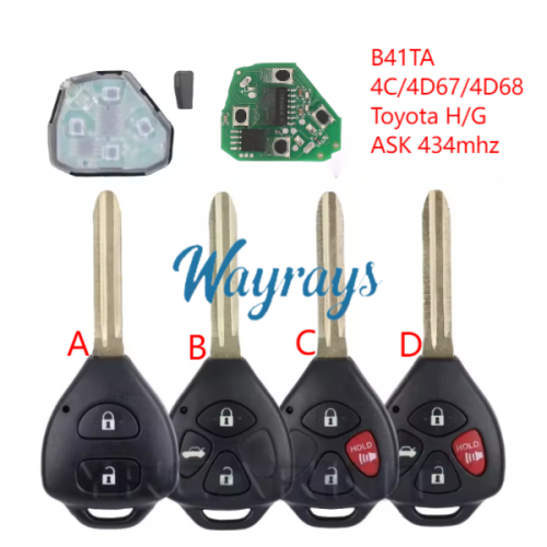 For Toyota B41TA ASK 434mhz remote key Toy43 Blade，different chips can be selected