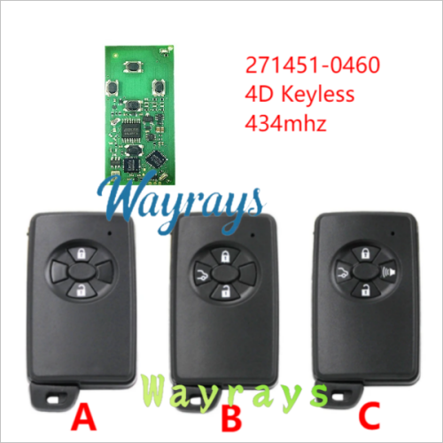 For Toyota HYQ14AAF 271451-0460 4D chip with 434mhz keyless 2/3/4 button remote key