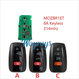 For Toyota MOZBR1ET 8A chip with 314mhz keyless 2+1/3+1 button remote key remote key