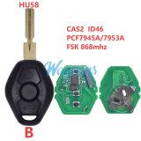 For BMW CAS2 system ID46 chip PCF7945A/PCF7953A with FSK with 868mhz 3 button remote key