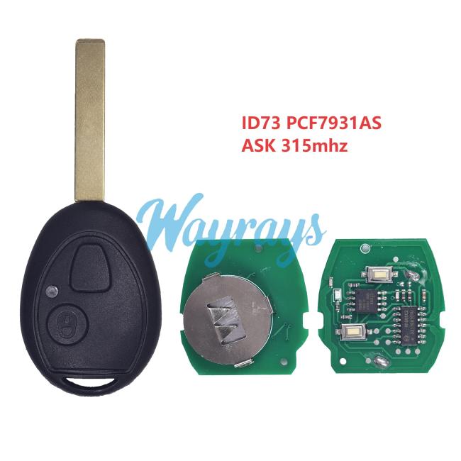 For BMW ID73 chip PCF7931AS with 315mhz 2 button remote key