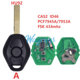 For BMW CAS2 system ID46 chip PCF7945A/PCF7953A with FSK 434mhz 3 button remote key