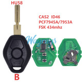 For BMW CAS2 system ID46 chip PCF7945A/PCF7953A with FSK 434mhz 3 button remote key