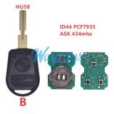 For BMW ID44 chip PCF7935 with ASK 434mhz 3 button remote key,HU92 blade