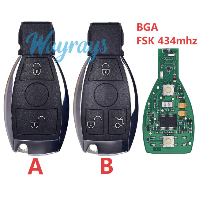 For Benz BGA FSK 434mhz 2/3 button remote key