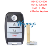 For Kia 2016-2020 Optima 95440-D4000/95440-D5000 ID47 chip HITAG3 with 434mhz keyless 3+1 button remote key