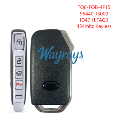 For Kia TQ8-FOB-4F15 95440-J5000 ID47 chip HITAG3 with FSK 434mhz keyless 3+1 button remote key