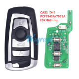For BMW CAS2 system ID46 chip with PCF7945A/7953A with FSK 868mhz 4 button modified flip remote key