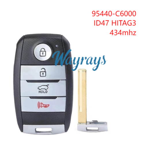 For Kia 2015-2018 Sorento 95440-C6000 ID47 chip HITAG3 with 434mhz keyless 3+1 button remote key