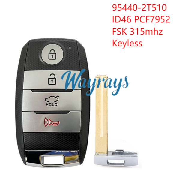 For Kia 2014+ Optima Rio 95440-2T510 ID46 chip PCF7952 with FSK 315mhz keyless 3+1 button remote key