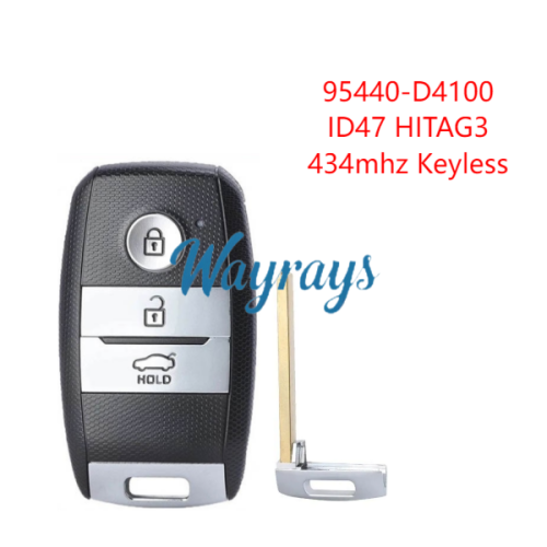For Kia 95440-D4100 ID47 chip HITAG3 with 434mhz keyless 3 button remote key