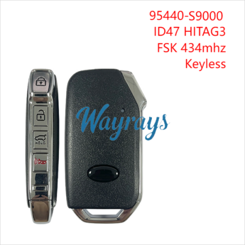For Kia 95440-S9000 ID47 chip HITAG3 with FSK 434mhz keyless 3+1 button remote key