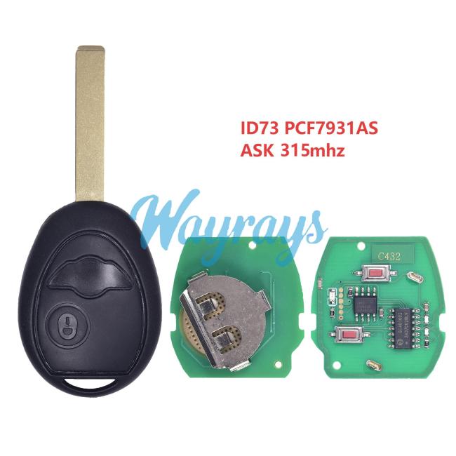 For BMW MINI ID73 chip PCF7931AS with ASK 434mhz 2 button remote key