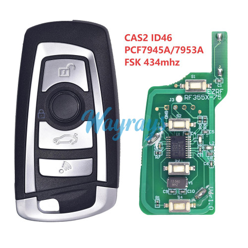 For BMW CAS2 system ID46 chip with PCF7945A/7953A with FSK 434mhz 4 button modified flip remote key