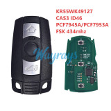For BMW CAS3 KR55WK49127 ID46 chip PCF7945A/PCF7953A with FSK 434mhz 3 button remote key