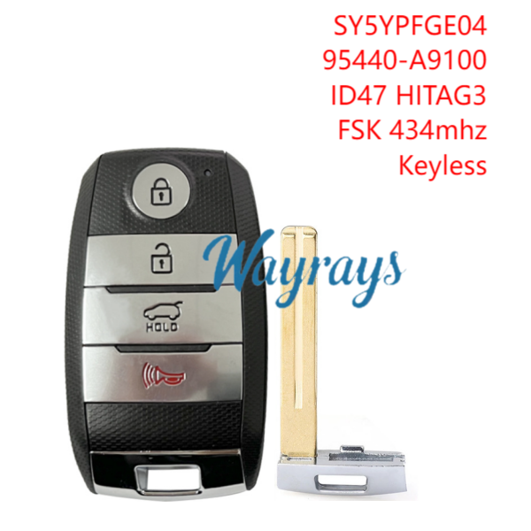Copy For Kia 95440-A7000 8A chip with 434mhz keyless 3+1 button remote key
