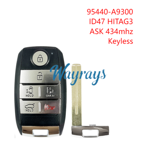 For Kia 95440-A9300 ID47 chip HITAG3 with ASK 434mhz keyless 5+1 button remote key