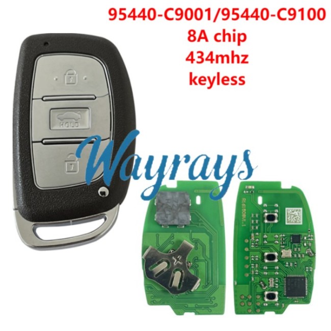 For Hyundai 2017-2020 IX25 Creta 95440-C9001/95440-C9100 8A chip 434mhz keyless 3 button Sedan remote key