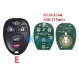 For Buick KOBGT04A ASK 315mhz remote key