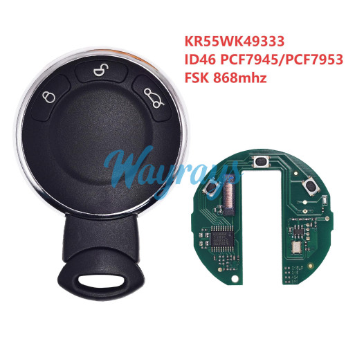 For BMW KR55WK49333 ID46 chip PCF7945A/PCF7953A with FSK 868mhz 3 button remote key
