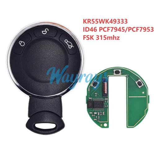 For BMW KR55WK49333 ID46 chip PCF7945A/PCF7953A with FSK 315mhz 3 button remote key