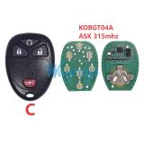 For Buick KOBGT04A ASK 315mhz remote key