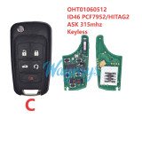For Buick OHT01060512 ID46 chip PCF7952/HITAG2 with ASK 315mhz keyless remote key