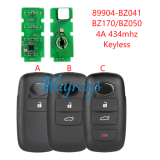 For Toyota 89904-BZ041/BZ170/BZ050 4A chip with 434mhz keyless 2/3/3+1 button remote key
