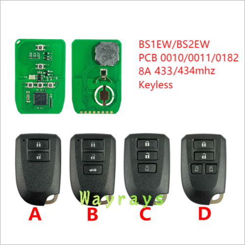 For Toyota BS1EW/BS2EW PCB 0010/0011/0182 8A chip with 433/434mhz keyless 2/3/4 button remote key
