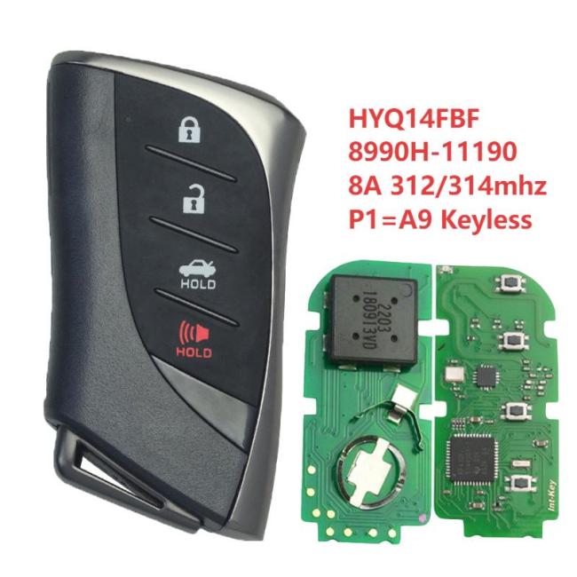 For Lexus HYQ14FBF 8990H-11190 8A chip with 312/314mhz keyless 3+1 button remote key