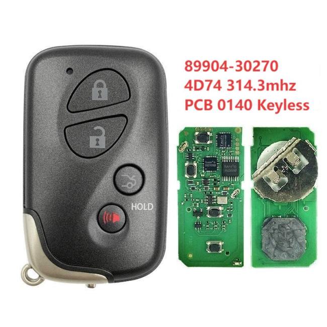 For Lexus 89904-30270 4D74 chip with 314.3mhz keyless 3+1 button remote key