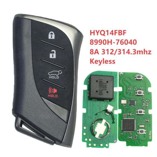 For Lexus HYQ14FBF 8990H-76040 8A chip with 312/314mhz keyless 3+1 button remote key