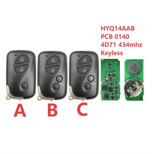 For Lexus HYQ14AAB 271451-0140 4D71 chip with 434mhz keyless 2+1/3+1 button remote key