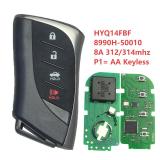 For Lexus HYQ14FBF 8990H-50010 8A chip with 312/314mhz keyless 3+1 button remote key